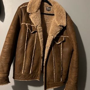 Men’s leather Sherpa lined jacket